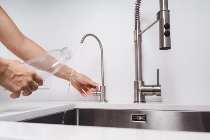 installed water filter tap