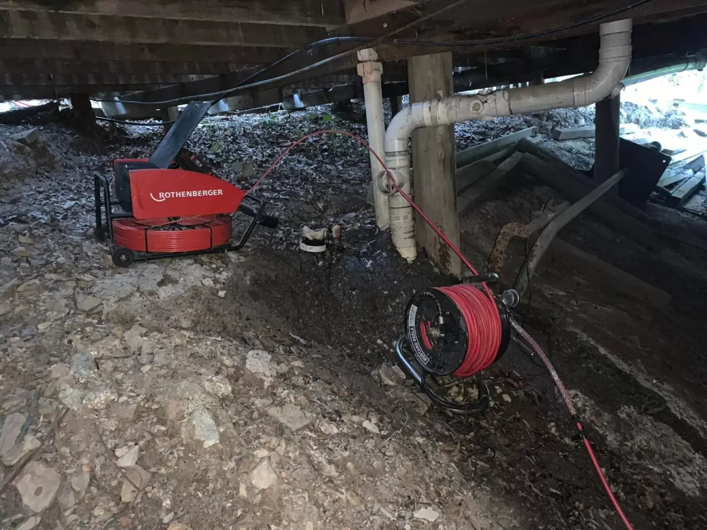 CCTV drain camera inspection of a sewer pipe under a house on the Gold Coast