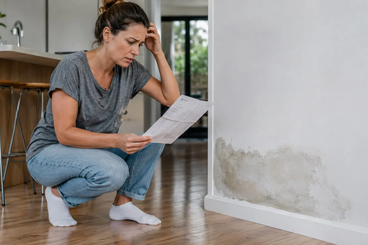 Homeowner concerned about a high water bill and damp wall caused by a hidden water leak